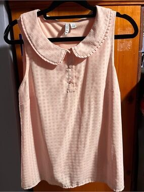 Elle Pale Pink Sleeveless Peter Pan Collar Blouse
